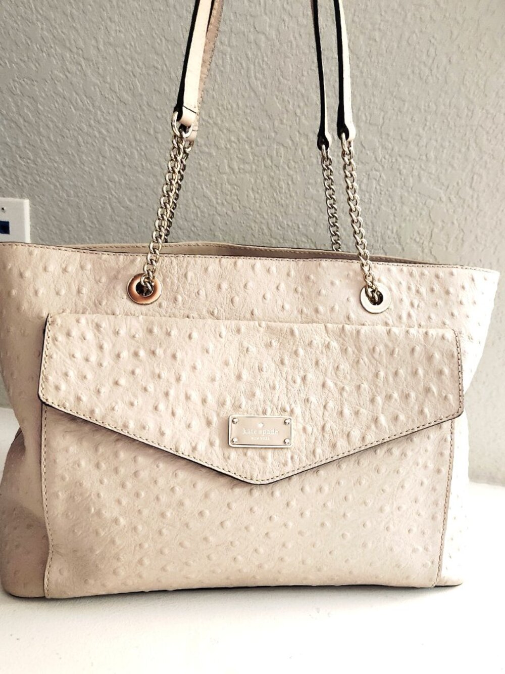 Euc Kate Spade Blush Pink Ostrish Leather Shoulder Bag Purse